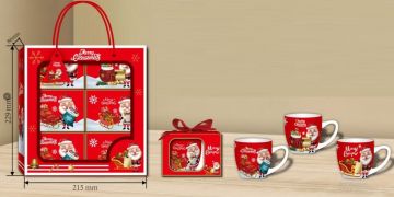 Seramik Noel Baba Ve Hediyeler Yılbaşı Kupa Bardak (6 Adet)