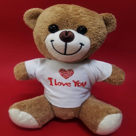 I Love You Tasarım Tişörtlü Peluş Kahverengi Ayı