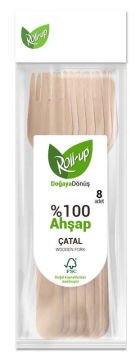 Ahşap Bambu Naturel Çatal (8 Adet)