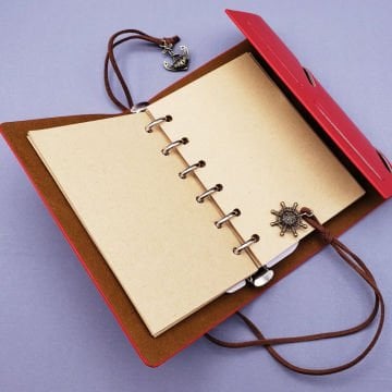 Pusula Tasarım Baskılı Küçük Deri Defter