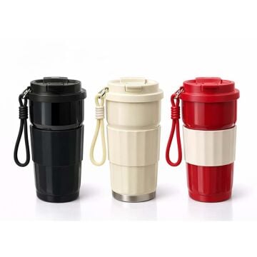 Tutma İpli Kaliteli Paslanmaz Çelik Termos (17 cm x 7 cm)