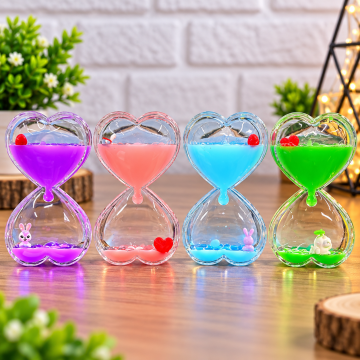 Kalp Şekilli Figürlü Sıvı Kum Saati Seti