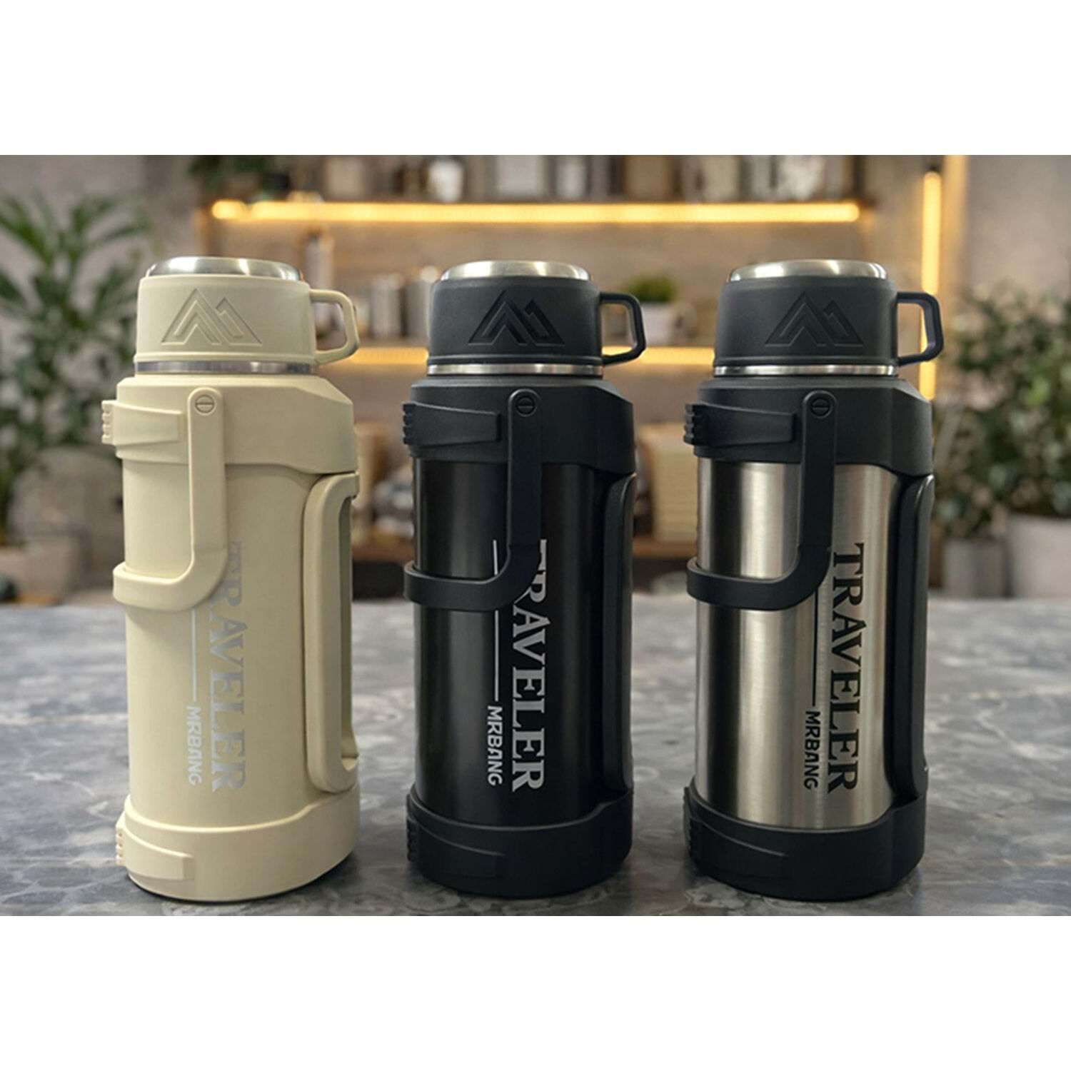 Saplı Vakumlu Çift Katman Paslanmaz Çelik Traveler Termos (1200 ml)
