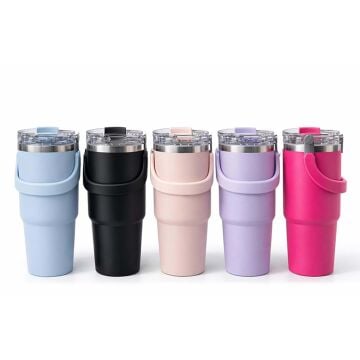 Kulplu Vakumlu Paslanmaz Çelik Termos Mug Bardak (900 Ml)