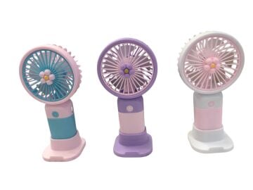 Çiçekli Şarjlı El Vantilatör Masa Üstü Fan