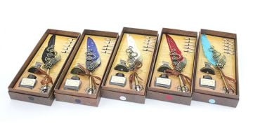 Masa Üstü Kanat Tüylü Divit Kalem Seti (26 cm x 11 cm)