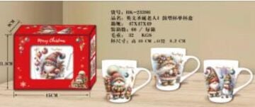 Tekli Yılbaşı Noel Babalı Beyaz Kupa Bardak