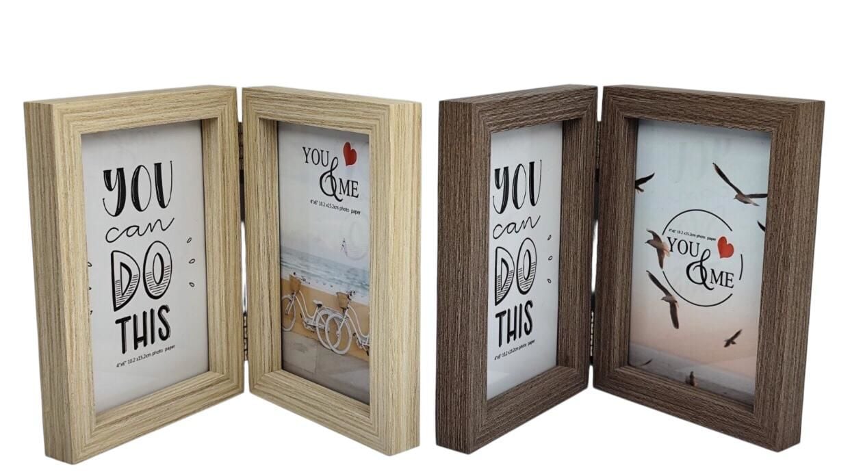 2'li Ahşap Tasarım Fotoğraf Çerçevesi (4''x 6'')