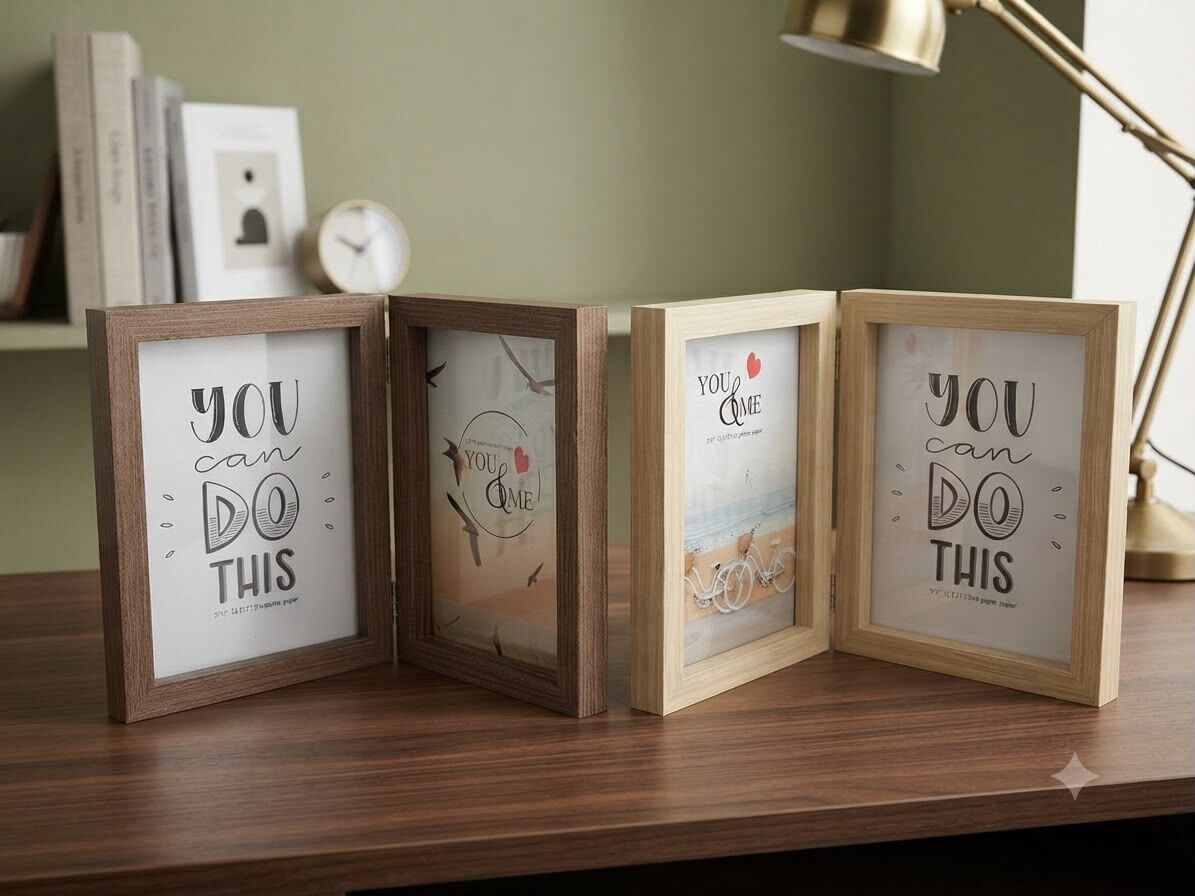 Dekoratif 2'li Ahşap Tasarım Fotoğraf Çerçevesi (5''x 7'')