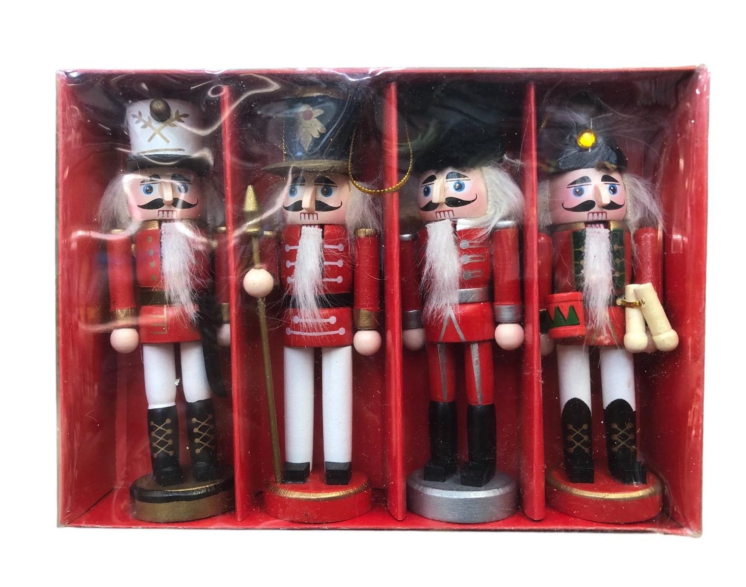 Dekoratif Fındıkkıran Kurşun Asker Biblosu Kırmızı 13cm (4 adet)