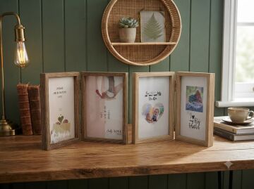 Dekoratif 2'li Ahşap Tasarım Fotoğraf Çerçevesi (4''x 6'')