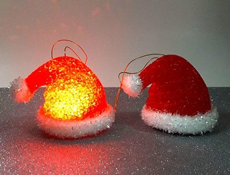 Noel Baba Şapkası Şeklinde Led Işıklı Kristal Lamba