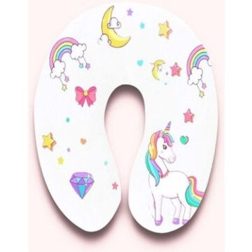 Beyaz Boynuzlu At Tasarımlı Çocuk Seyahat Boyun Yastığı