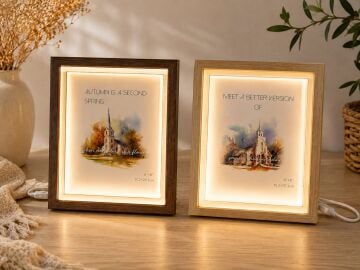 Usb Led Işıklı  Ahşap Tasarım Fotoğraf Çerçevesi (6''x 8'')