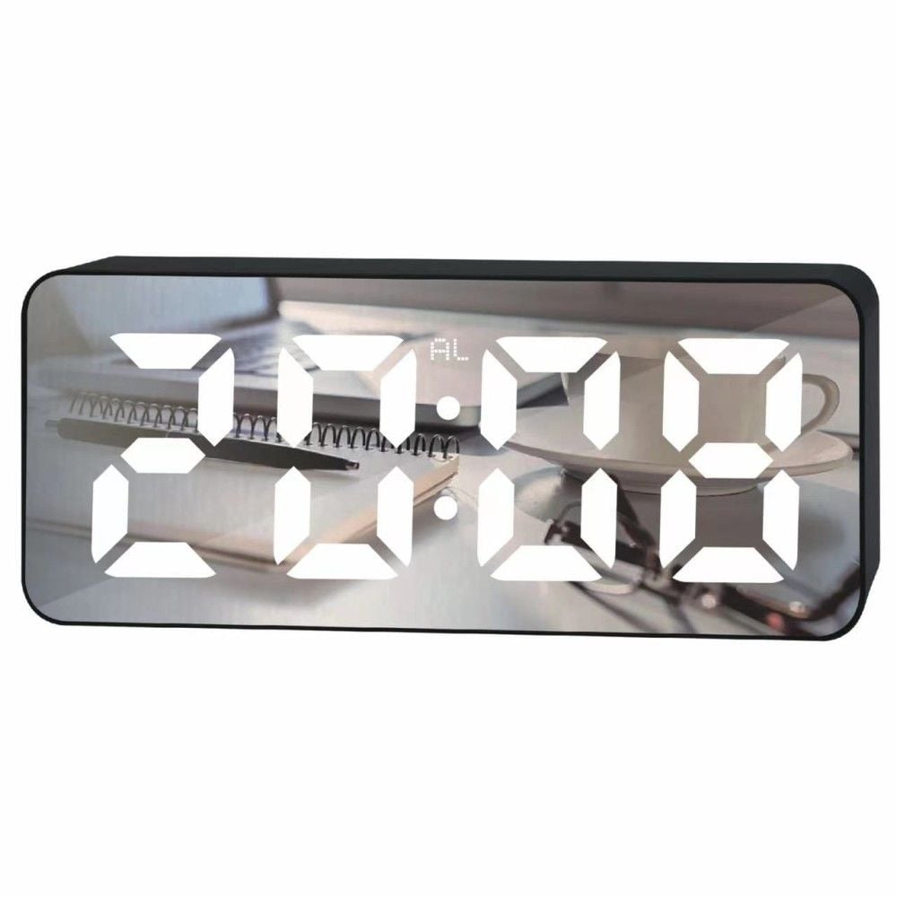 Dijital Renkli Led Ekranlı Alarmlı Aynalı Masa Saati