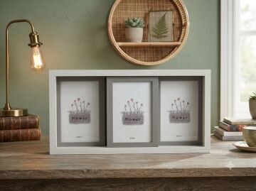 3'Lü Dekoratif Ahşap Tasarım Fotoğraf Çerçevesi (4''x 6'')