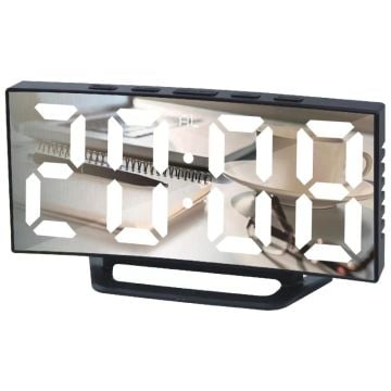 Dijital Aynalı Renkli Led Ekranlı Alarmlı Ayaklı Masa Saati