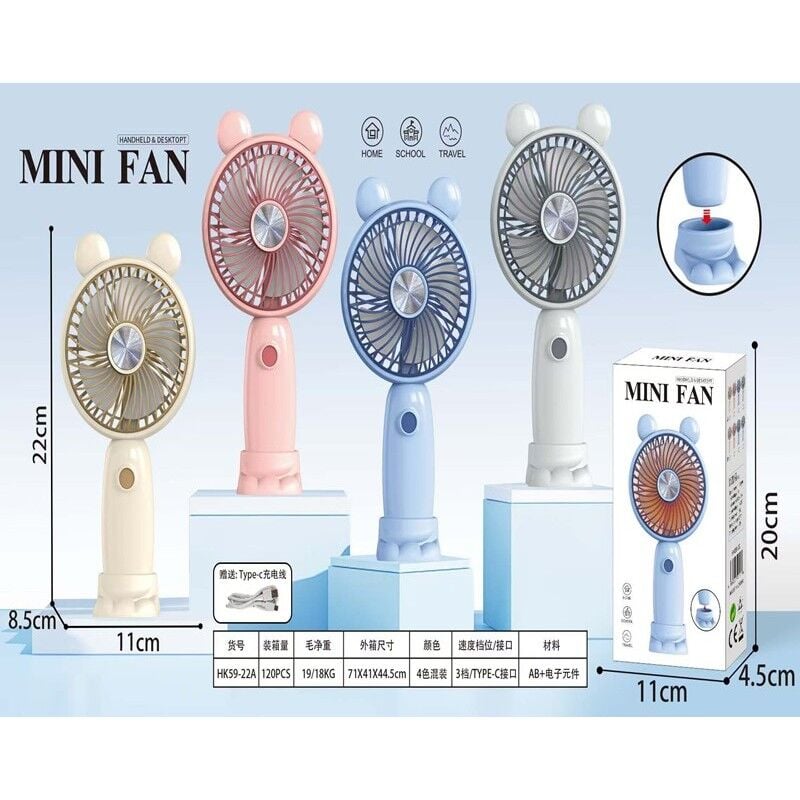 Şarjlı Mini Fan Mini Masa Üstü Serinletici Vantilatör