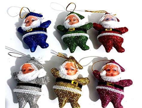 Renkli Simli Noel Baba Çam Ağacı Süsü (6 Adet)