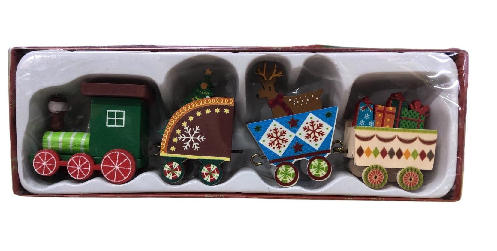 Dekoratif Ahşap Lokomotif Lüks Tren Yılbaşı Biblosu (20cmx 5cm)