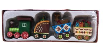 Dekoratif Ahşap Lokomotif Lüks Tren Yılbaşı Biblosu (20cmx 5cm)