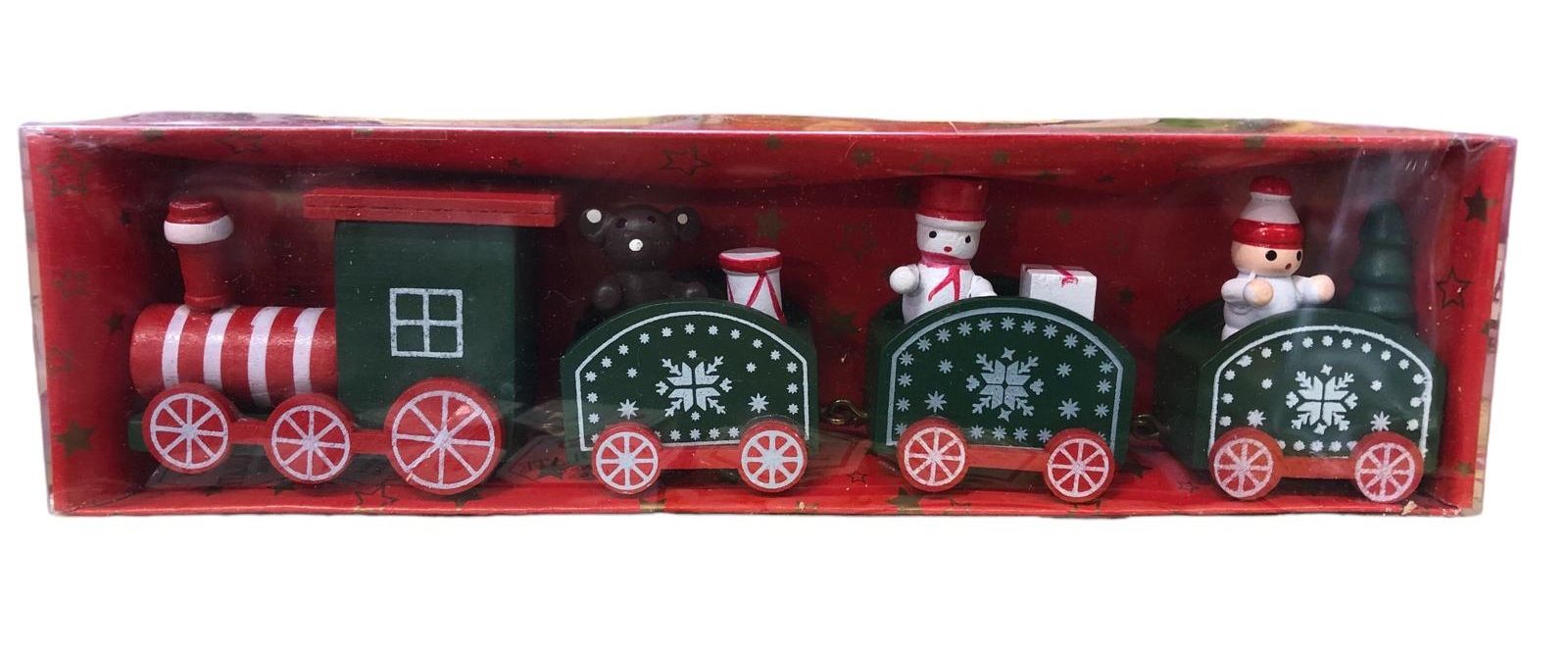 Dekoratif Yılbaşı Ahşap Lokomotif Lüks Tren Biblosu (19cmx4cm)