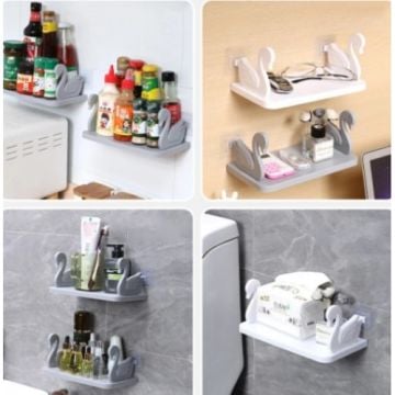 Dekoratif Kuğu Tasarım Duvara Monte Edilebilen Yapışkanlı Raf