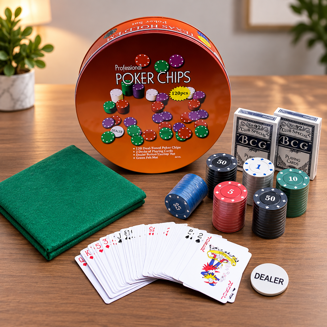 120 Chip Professional Metal Kutulu Poker Oyun Seti