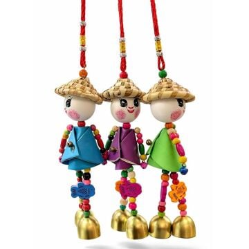 Otantik Şapkalı Çocuklu Boncuklu Rüzgar Çanı