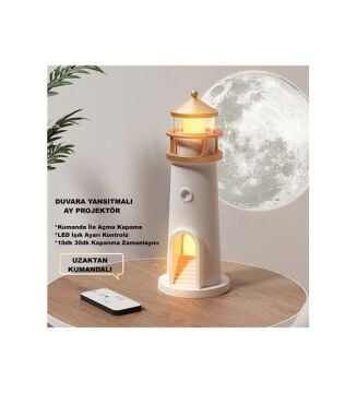 Deniz Feneri Projektör Kumandalı Ay Led Gece Lambası