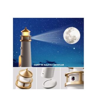 Deniz Feneri Projektör Kumandalı Ay Led Gece Lambası