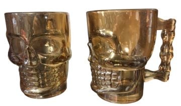 Toptan Kuru Kafa Cam Bira Bardağı Gold (2 Adet)