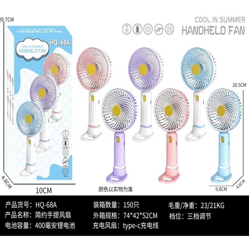 Renkli Yazlık Mini El Fanları Şarjlı Tasarımlı Vantilatör Serinletici