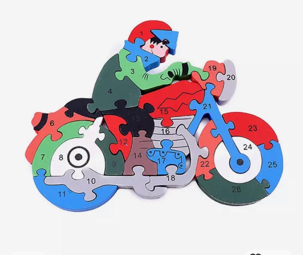 Ahşap Motosiklet Figürlü Puzzle Yapboz
