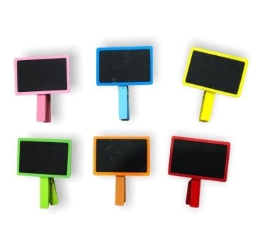 Renkli Ahşap Mandal Kara Yazı Tahtası (60 Adet)