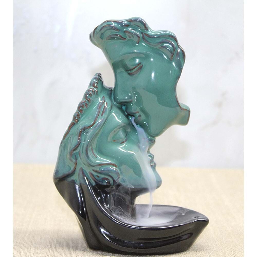 Seramik Birbirini Öpen Sevgili Tasarımlı Geri Akış Tütsülük