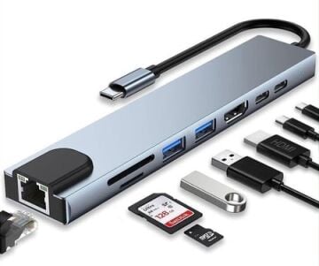 8 In 1 USB Sd Çevirici Adaptör Çok Portlu Çoklayıcı USB Hub