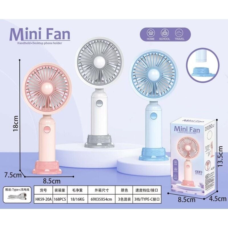 Mini Fan Usb Şarjlı Tasarımlı Yazlık Vantilatör Serinletici