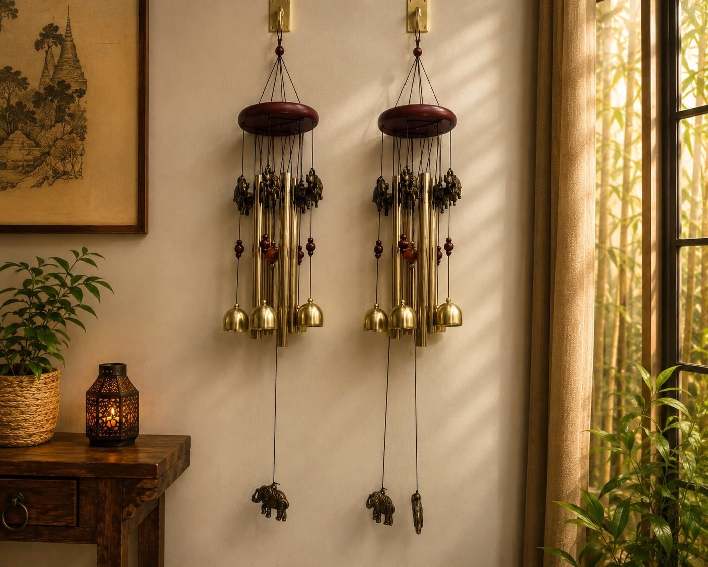 Fil  Tasarımlı Metal Rüzgar Çanı (60cm)