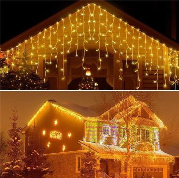 8 Fonksiyon 96 Ledli 16 Saçak 220v Sarı Perde Led (4 mt 30-40-50 cm)