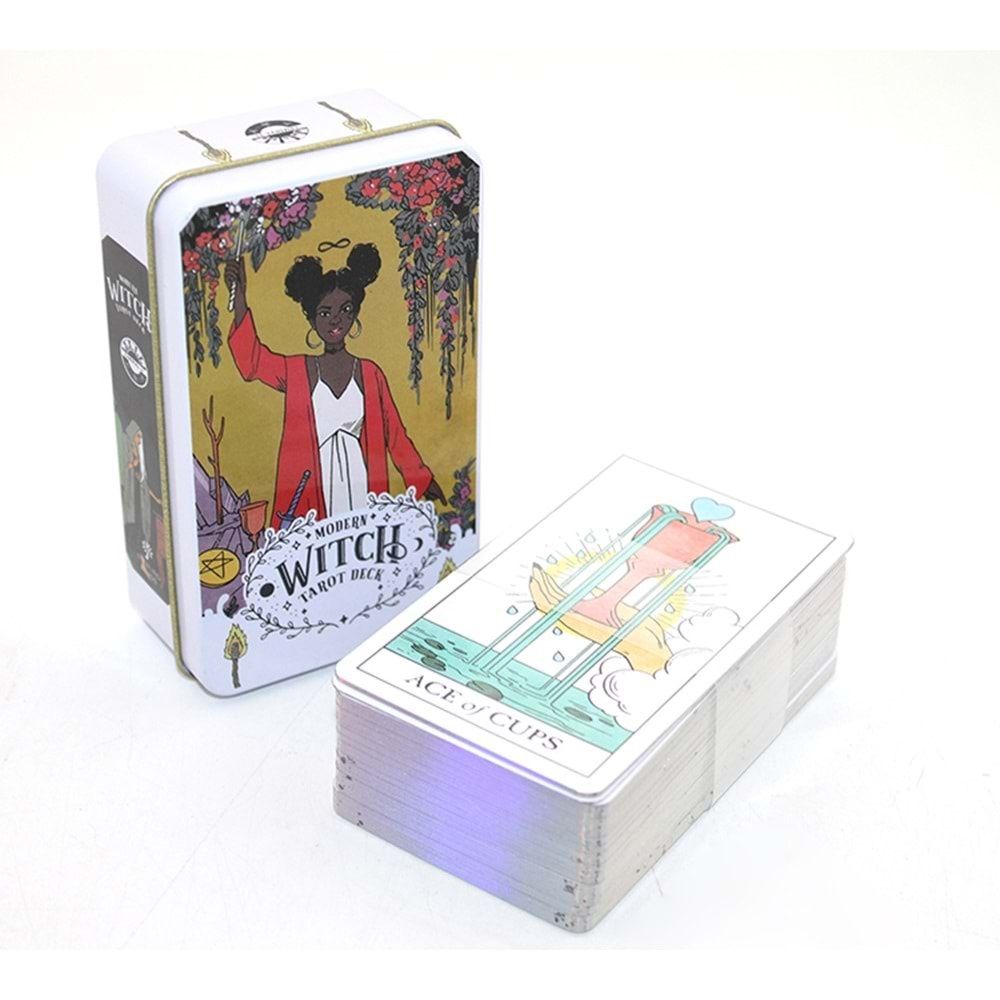 Metal Kutulu Modern Witch Tarot Deck Tarot Kartları