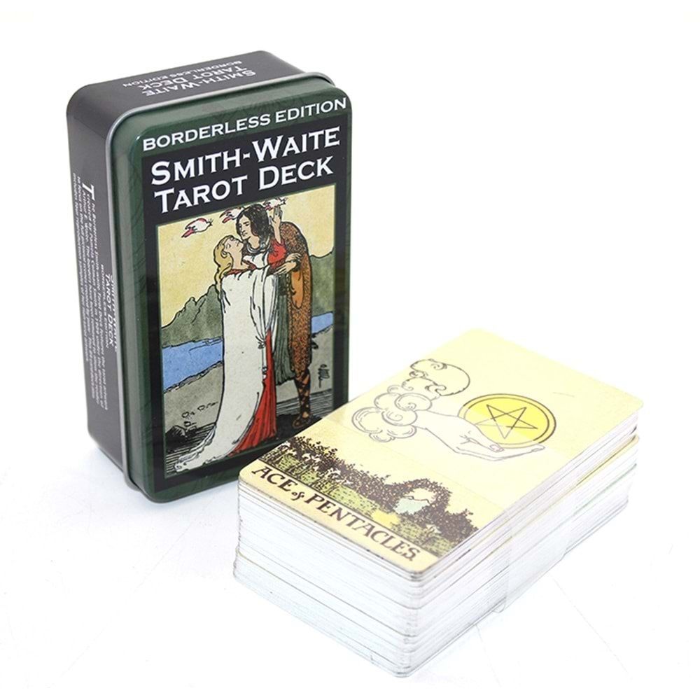 Metal Kutulu Smith Waite Tarot Deck Tarot Kartları