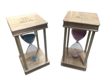 Dekoratif Ahşap Kare 15 Dakika Kum Saati (18 cm)