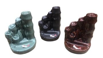 Renkli Kavisli Yol Şeklinde Balıklı Şelale Buhurdanlık