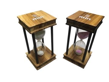 Dekoratif Ahşap Kare 3 Dakika Kum Saati (13 cm)