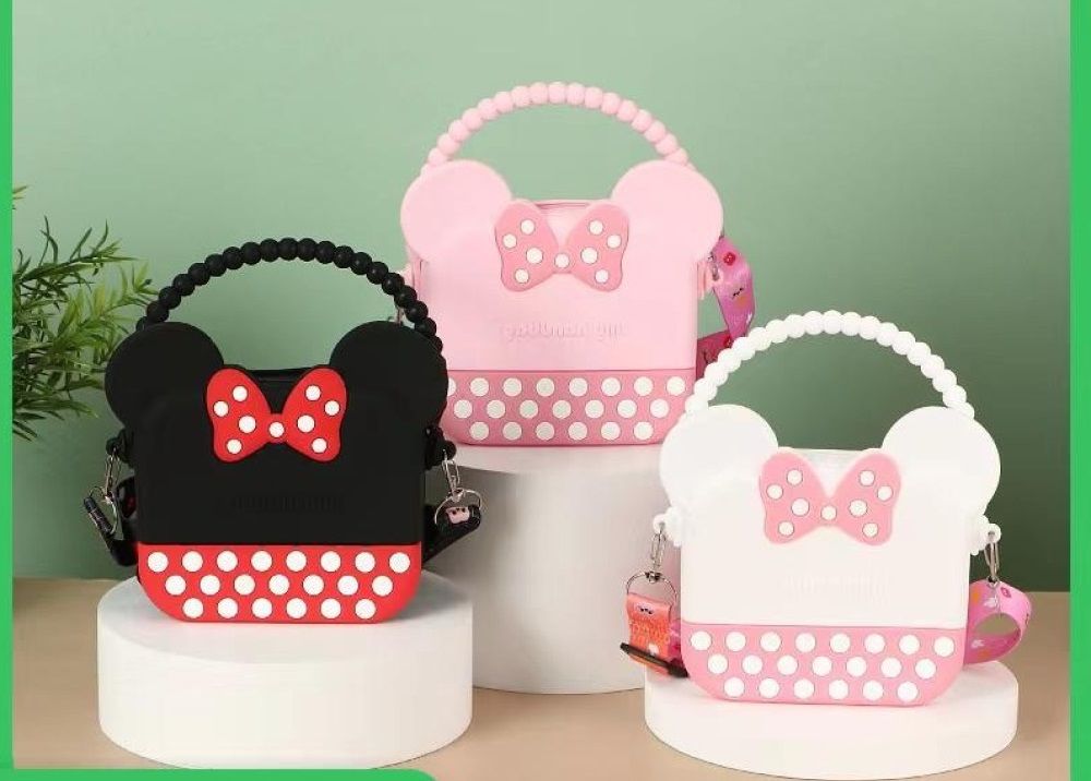 Renkli Fiyonklu Tasarımlı Silikon Çocuk Çantası