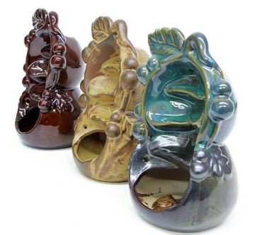 Seramik Geri Akış Yapraklı Renkli Tasarım Buhurdanlık