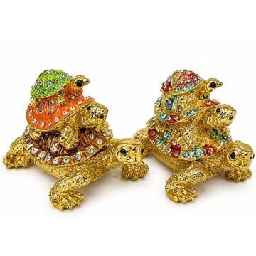 Swarovski Taşlı Kaplumbağa Ailesi Biblosu