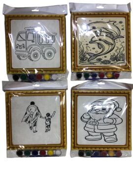 Kanvas Boyama Seti 6 Renk Boya ve Fırçalı Çocuk Boyama Seti (24 cm)