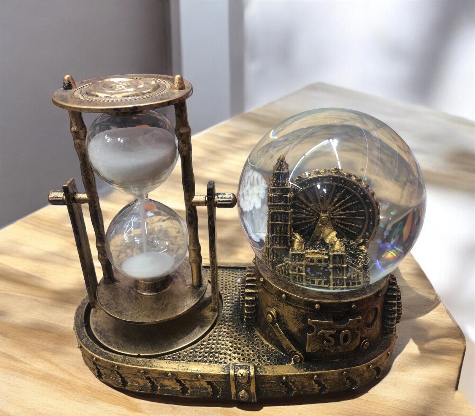 Işıklı İngiltere Saat Kulesi Kum Saati Dekoratif Kar Küresi